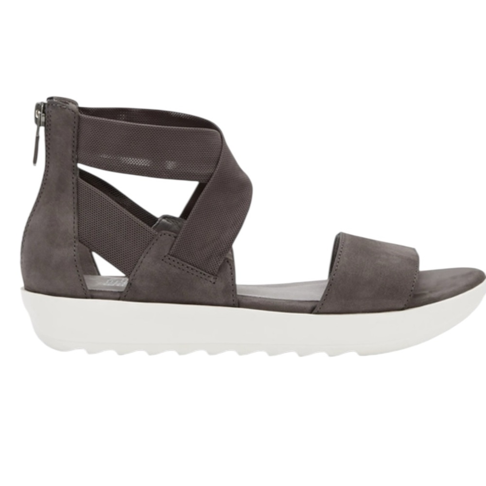 Eileen Fisher Gray Kash Tumbled Nubuck Leather Sneaker Sandals Shoes size 8.5